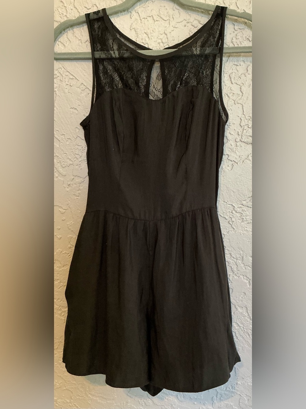 American Eagle Black Sleeveless Romper w/ Lace Top